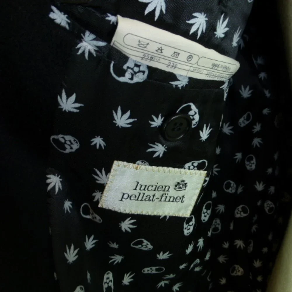 LUCIEN PELLAT FINET black Cashmere wool long Dress COAT skull lining i40 M / L